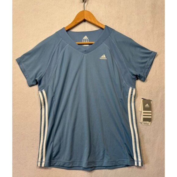 Adidas Thermo System Shirt ATS V-Neck Loose Fit Rave Blue/White Women's Large L - Picture 1 of 9